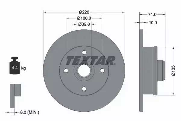 TEXTAR TARCZE HAMULCOWE TYŁ 92041803 