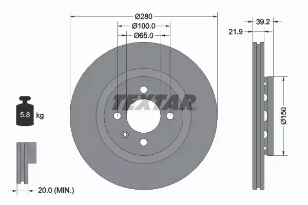 TEXTAR TARCZA HAMULCOWA 92043500 