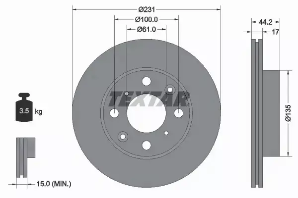 TEXTAR TARCZE HAMULCOWE PRZÓD 92046500 