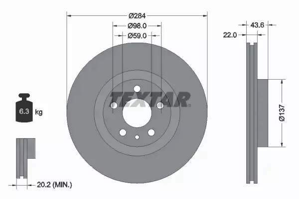 TEXTAR TARCZE PRZÓD ALFA ROMEO GT 147 156 GTV 