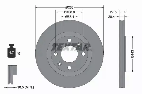 TEXTAR TARCZE HAMULCOWE PRZÓD 92048103 