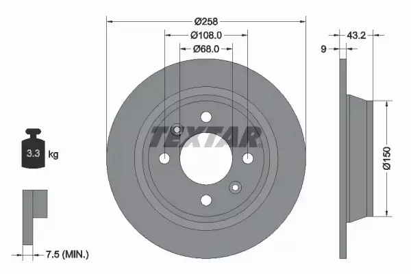 TEXTAR TARCZE HAMULCOWE TYŁ 92048500 