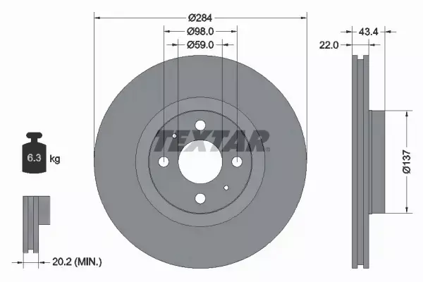 TEXTAR TARCZA HAMULCOWA 92053503 