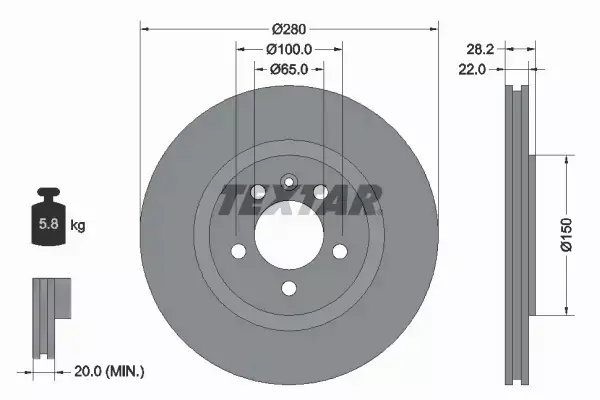 TEXTAR TARCZE HAMULCOWE PRZÓD 92057100 