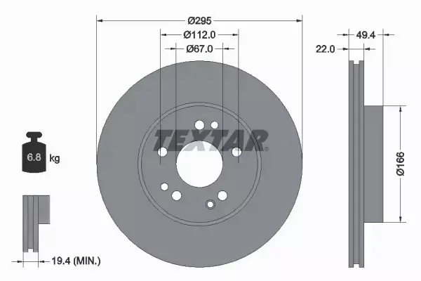 TEXTAR TARCZE HAMULCOWE PRZÓD 92057300 