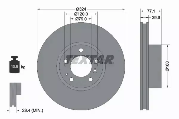 TEXTAR TARCZE+KLOCKI PRZÓD BMW 5 E39 324MM 