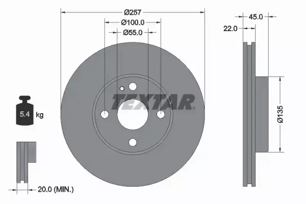 TEXTAR TARCZE HAMULCOWE PRZÓD 92061600 