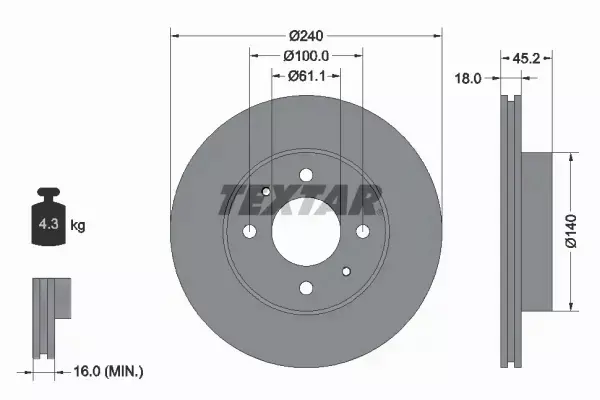 TEXTAR TARCZA HAMULCOWA 92063200 