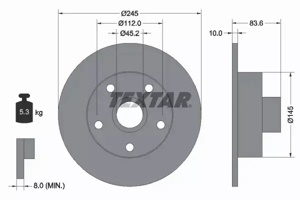 TEXTAR TARCZE HAMULCOWE TYŁ 92072103 