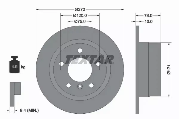 TEXTAR TARCZE HAMULCOWE TYŁ 92072303 