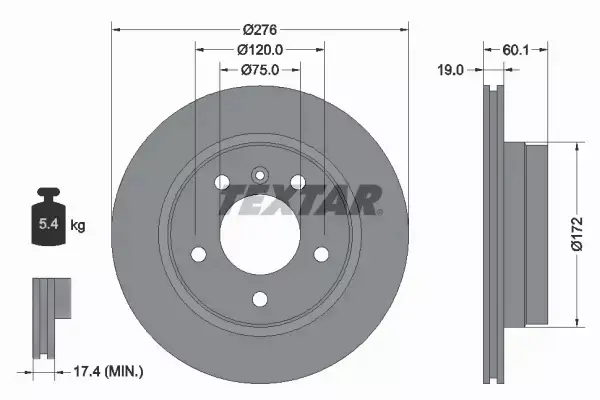 TEXTAR TARCZE HAMULCOWE TYŁ BMW 3 E36 E46 276MM 