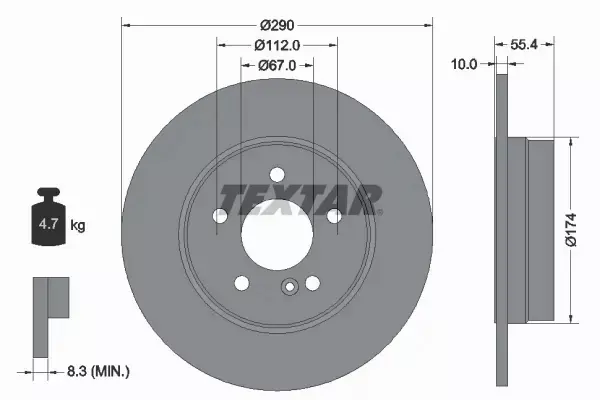 TEXTAR TARCZE+KLOCKI TYŁ MERCEDES SLK R171 290MM 