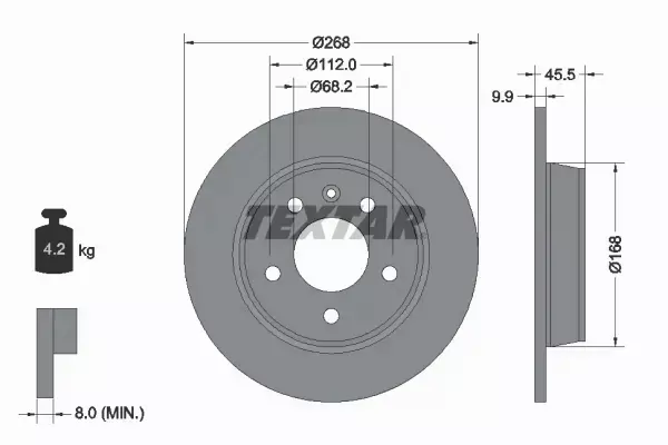 TEXTAR TARCZE TYŁ FORD GALAXY VW SHARAN 268MM 