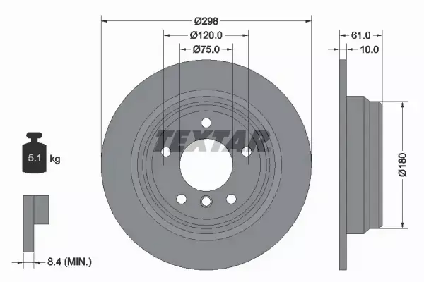 TEXTAR TARCZE+KLOCKI EPAD TYŁ BMW 5 E39 298MM 