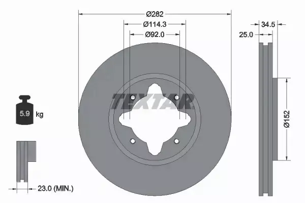 TEXTAR TARCZE HAMULCOWE PRZÓD 92078100 