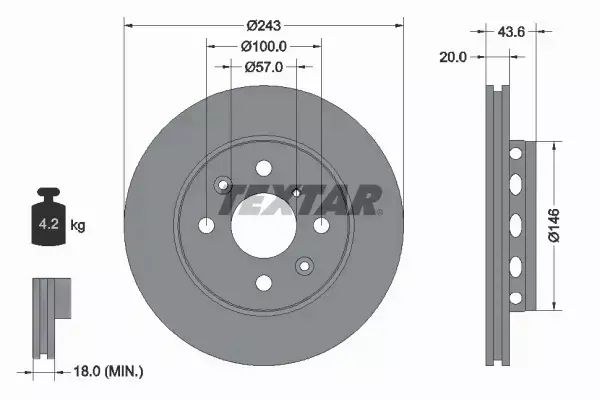 TEXTAR TARCZE HAMULCOWE PRZÓD 92078500 