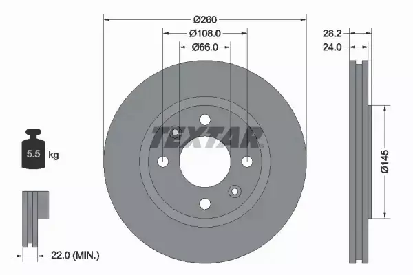 TEXTAR TARCZE HAMULCOWE PRZÓD 92078603 