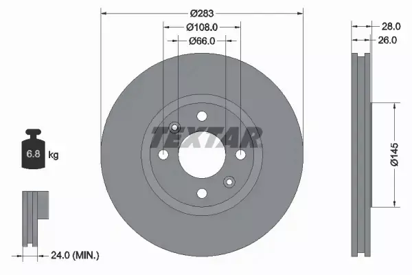 TEXTAR TARCZE+KLOCKI PRZÓD PEUGEOT 406 1.9-2.2 KPL 