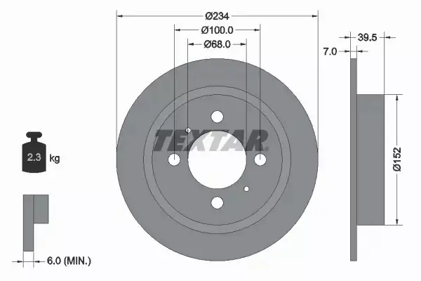 TEXTAR TARCZE HAMULCOWE TYŁ 92080000 