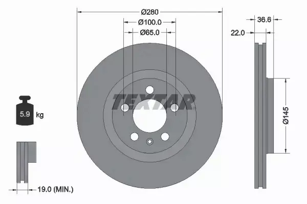 TEXTAR TARCZE PRZÓD 280MM AUDI A3 SEAT LEON TOLEDO 