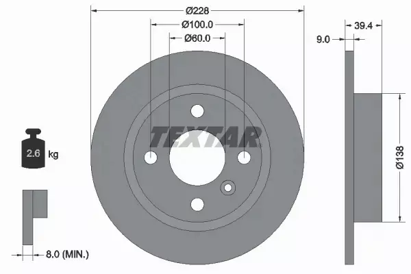 TEXTAR TARCZE HAMULCOWE TYŁ 92082800 