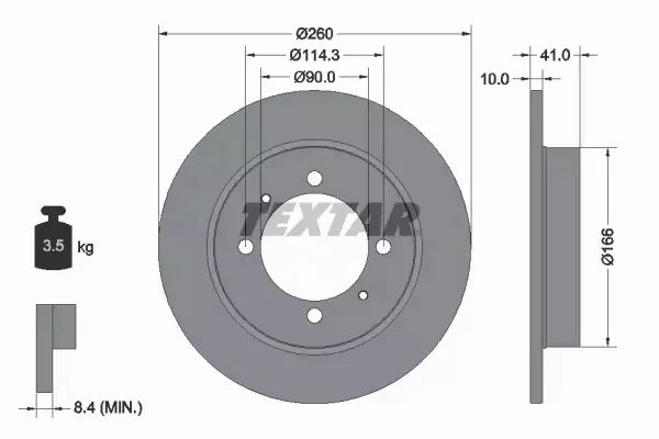 TEXTAR TARCZE HAMULCOWE TYŁ VOLVO S40 V40 