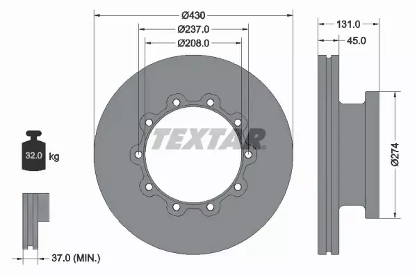 TEXTAR TARCZA HAMULCOWA 93088300 