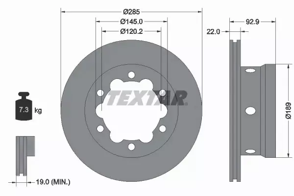 TEXTAR TARCZE HAMULCOWE TYŁ 92089803 