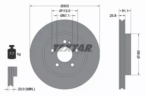 TEXTAR TARCZE HAMULCOWE PRZÓD 92089905 