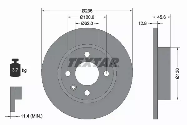 TEXTAR TARCZE HAMULCOWE PRZÓD 92090200 