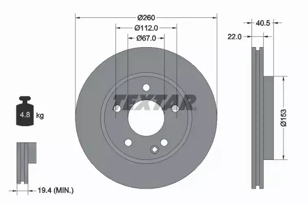 TEXTAR TARCZE HAMULCOWE PRZÓD 92091303 