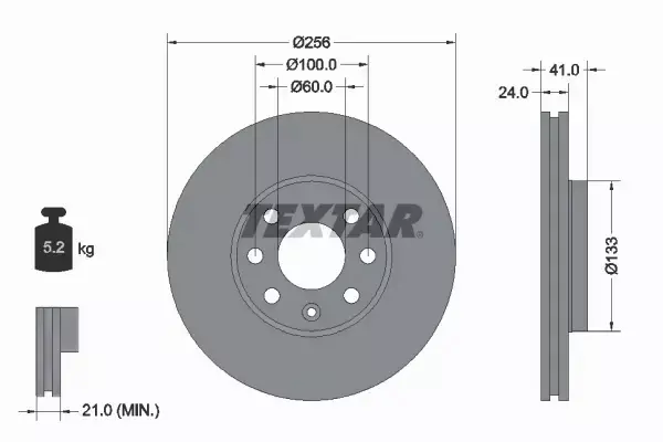 TEXTAR TARCZE+ KLOCKI PRZÓD OPEL ASTRA G 4 OTWORY 