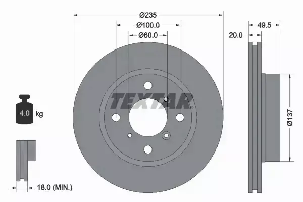 TEXTAR TARCZE HAMULCOWE PRZÓD 92093200 