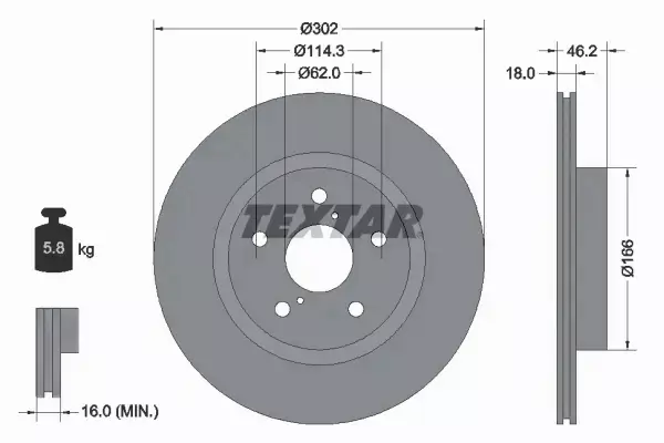 TEXTAR TARCZE+KLOCKI PRZÓD TOYOTA RAV 4 I 302MM 