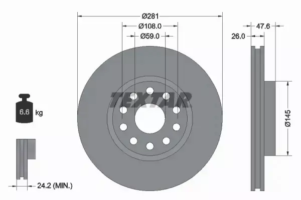 TEXTAR TARCZE HAMULCOWE PRZÓD 92093900 