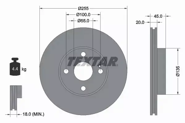 TEXTAR TARCZE HAMULCOWE PRZÓD 92096800 