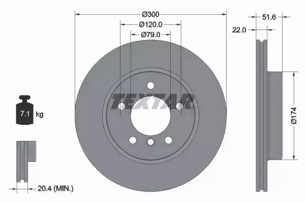 TEXTAR TARCZE HAMULCOWE PRZÓD 92097203 