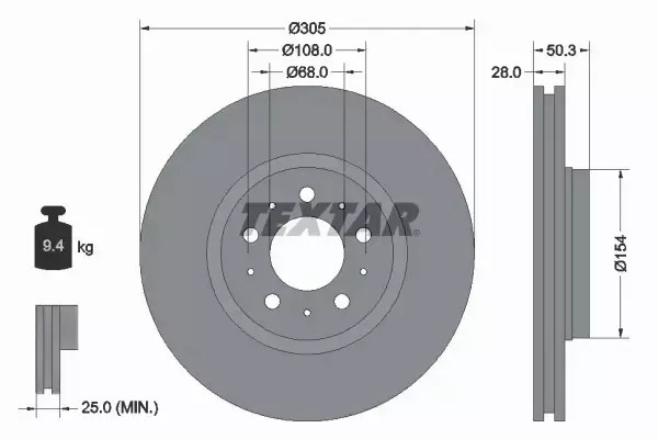 TEXTAR TARCZE+KLOCKI PRZÓD VOLVO S60 I S80 I 305MM 