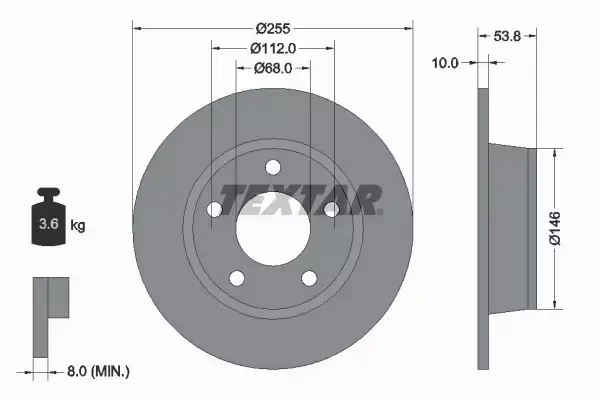 TEXTAR TARCZE+KLOCKI TYŁ AUDI A6 C5 255MM 