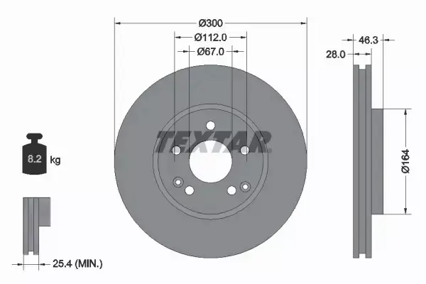 TEXTAR TARCZE HAMULCOWE PRZÓD 92106005 