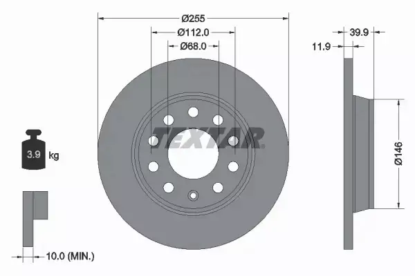 TEXTAR TARCZE+KLOCKI TYŁ AUDI A4 B6 B7 SEAT EXEO 255MM 