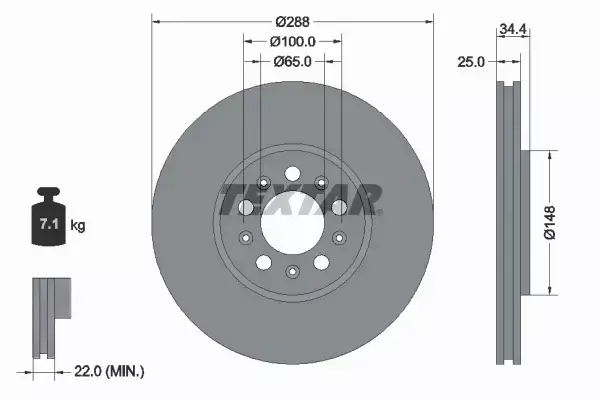 TEXTAR TARCZE+KLOCKI A3 LEON IBIZA TOLEDO 288MM 