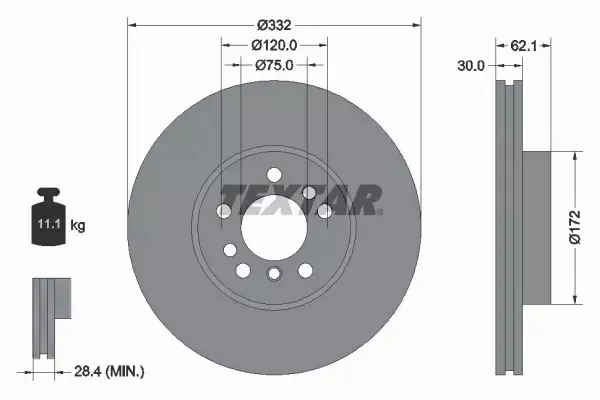 TEXTAR TARCZE+KLOCKI PRZÓD BMW X5 E53 332MM 