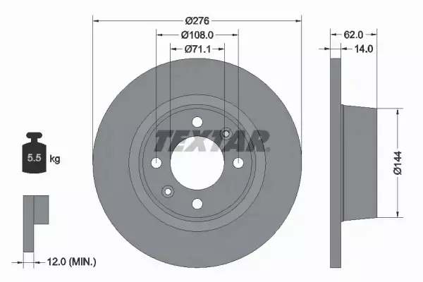 TEXTAR TARCZE+KLOCKI TYŁ CITROEN C5 I II 276MM 