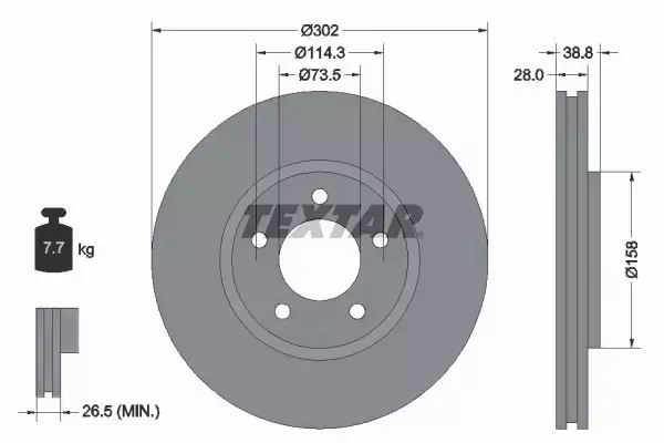 TEXTAR TARCZE+KLOCKI P CHRYSLER VOYAGER IV 302MM 