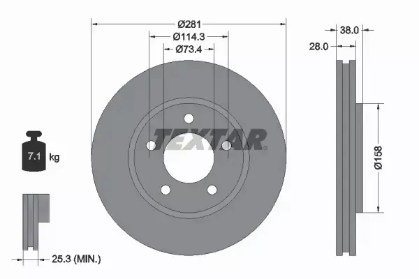 TEXTAR TARCZE+KLOCKI P CHRYSLER VOYAGER IV 281MM 