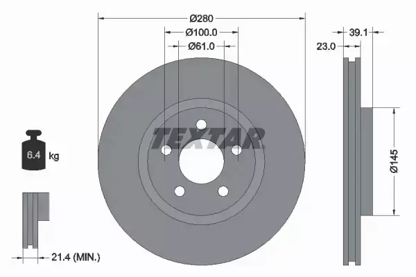 TEXTAR TARCZE HAMULCOWE PRZÓD 92108505 