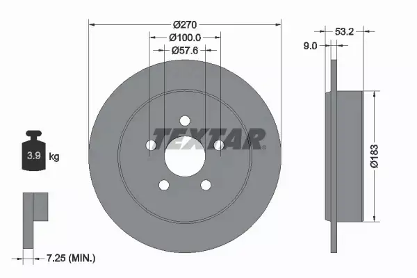 TEXTAR TARCZE+KLOCKI TYŁ CHRYSLER NEON I II 270MM 