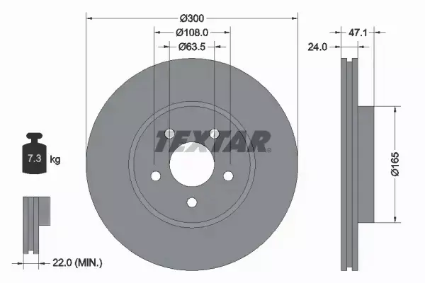 TEXTAR TARCZE PRZÓD 300MM FORD MONDEO III 