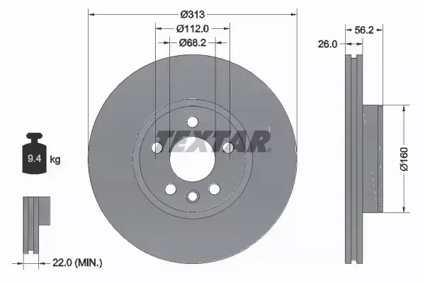 TEXTAR TARCZE+KLOCKI PRZÓD VW TRANSPORTER T4 312MM 